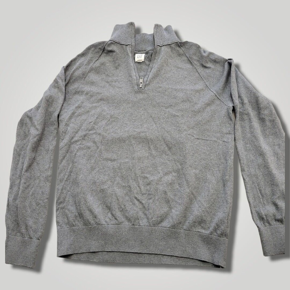 GAP 1/4 Zip Sweater Pullover Men's Large Long Sleeve Mock Neck Grey